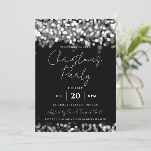 Invitation Fête de Noël Silver brillant (Debout devant)
