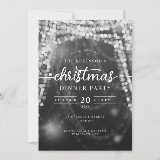 Invitation Fête de Noël Silver Winter Lights (Devant)