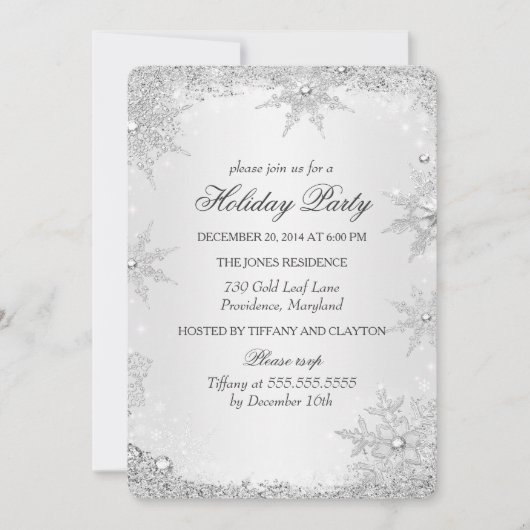 Invitation Fête de Noël Silver Winter Wonderland 2 (Devant)