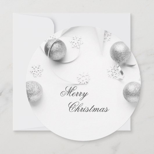 Invitation Fête de Noël simple Elagant blanc et argent (Dos)