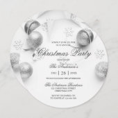 Invitation Fête de Noël simple Elagant blanc et argent (Devant / Derrière)