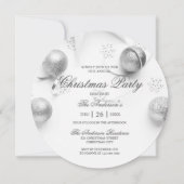 Invitation Fête de Noël simple Elagant blanc et argent (Devant)