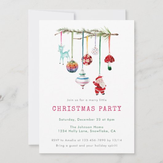 Invitation Fête de Noël simple et colorée (Devant)