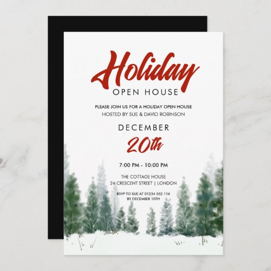 Invitation Fête de Noël simple Open House (Devant / Derrière)