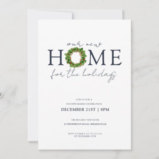 Invitation Fête de Noël simple Wreath (Devant)