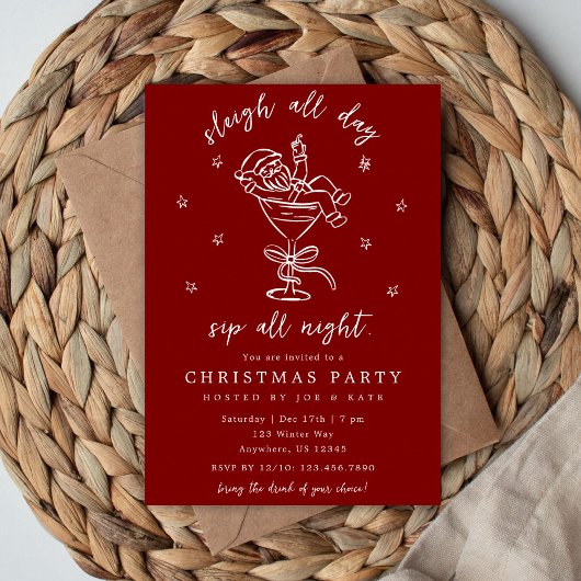 Invitation Fête de Noël Sleigh and Sip