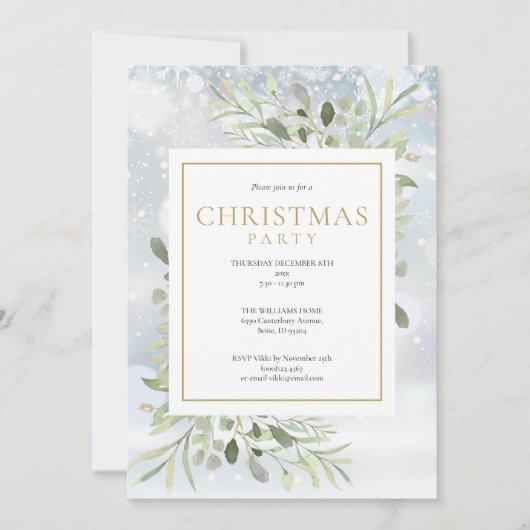 Invitation Fête de Noël Snowflakes (Devant)