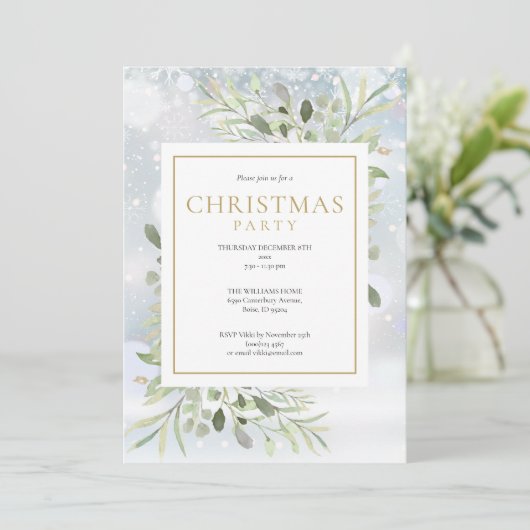 Invitation Fête de Noël Snowflakes (Debout devant)