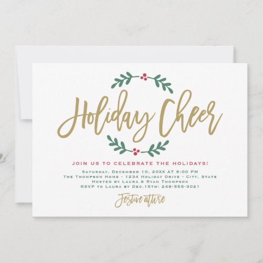 Invitation Fête de Noël Soirée moderne en or (Devant)