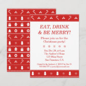 Invitation Fête de Noël Style Moderne Rouge et Blanc (Devant / Derrière)