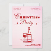 Invitation Fête de Noël stylée rose et rouge (Devant)