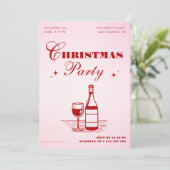 Invitation Fête de Noël stylée rose et rouge (Debout devant)