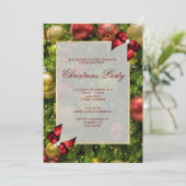 Invitation Fête de Noël Stylish Baubles & Bows (Debout devant)