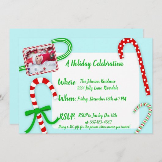 Invitation Fête de Noël sucre de canne (Devant / Derrière)