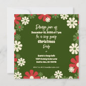 Invitation Fête de Noël super Retro Floral (Dos)