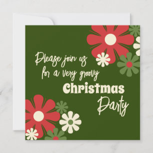 Invitation Fête de Noël super Retro Floral