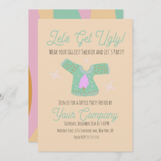 Invitation Fête de Noël super, Sweat moche (Devant / Derrière)