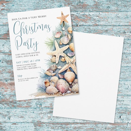 Invitation Fête de Noël sur la plage