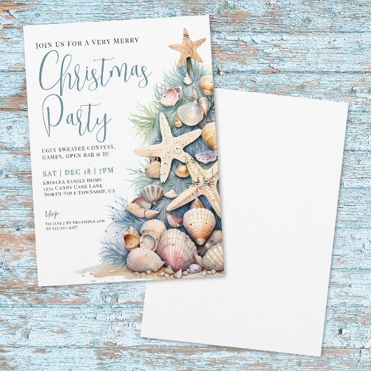 Invitation Fête de Noël sur la plage