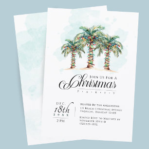 Invitation Fête de Noël sur la plage aux palmiers