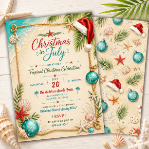 Invitation Fête de Noël sur la plage en juillet
