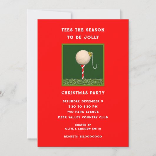 Invitation Fête de Noël sur le thème du golf (Devant)