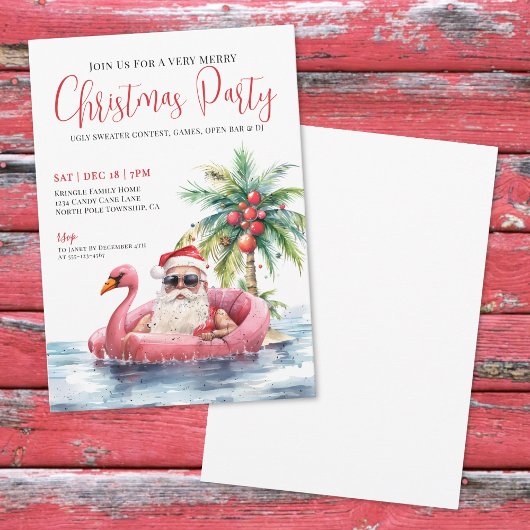 Invitation Fête de Noël sur une Plage Tropicale
