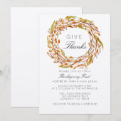 Invitation Fête de Noël Thankesgiving | Aquarelle (Devant / Derrière)