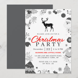 Invitation Fête de Noël traditionnelle élégante d'hiver