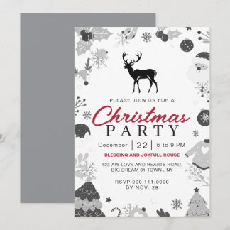 Invitation Fête de Noël traditionnelle élégante d'hiver