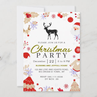 Invitation Fête de Noël traditionnelle élégante d'hiver