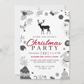Invitation Fête de Noël traditionnelle élégante d'hiver
