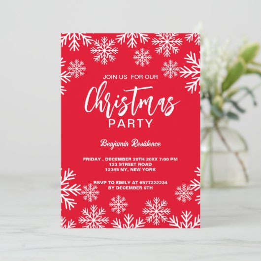 Invitation Fête de Noël traditionnelle unique (Debout devant)