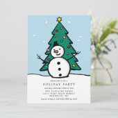 Invitation Fête de Noël Tree and Snowman (Debout devant)