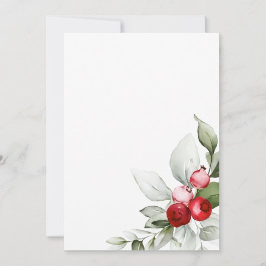 Invitation Fête de Noël Très Joyeuse avec des Baies Rouges (Dos)