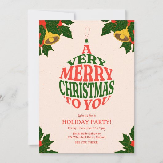 Invitation Fête de Noël très joyeux (Devant)