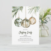 Invitation Fête de Noël Tropical Baubles (Debout devant)