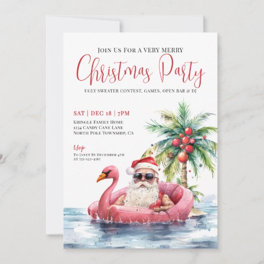 Invitation Fête de Noël Tropical Beach (Devant)