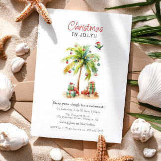 Invitation Fête de Noël tropical en juillet