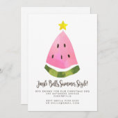 Invitation Fête de Noël tropical Noël BBQ Watermelon (Devant / Derrière)