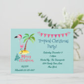 Invitation Fête de Noël Tropicale Flamant Rose (Debout devant)
