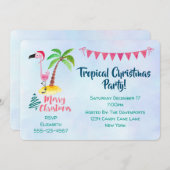 Invitation Fête de Noël tropicale Flamant rose rose (Devant / Derrière)