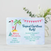 Invitation Fête de Noël tropicale Flamant rose rose (Debout devant)