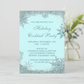 Invitation Fête de Noël turquoise Blue Snowflop (Debout devant)