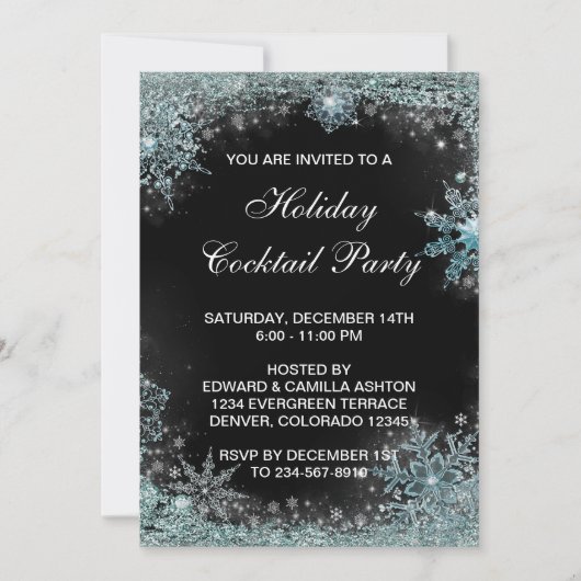 Invitation Fête de Noël Turquoise noir (Devant)