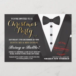 Invitation Fête de Noël Tuxedo Bow Dîner de Cravate Ball Invi