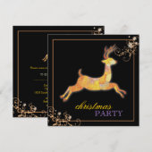 Invitation Fête de Noël unique de noir de renne de patchwork (Devant / Derrière)