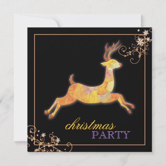Invitation Fête de Noël unique de noir de renne de patchwork (Devant)