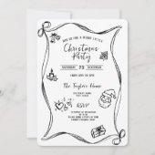 Invitation Fête de Noël unique main Whimsical tiré Bow (Devant)
