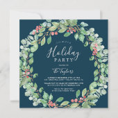 Invitation Fête de Noël Vert Courbe de la Marine (Devant)
